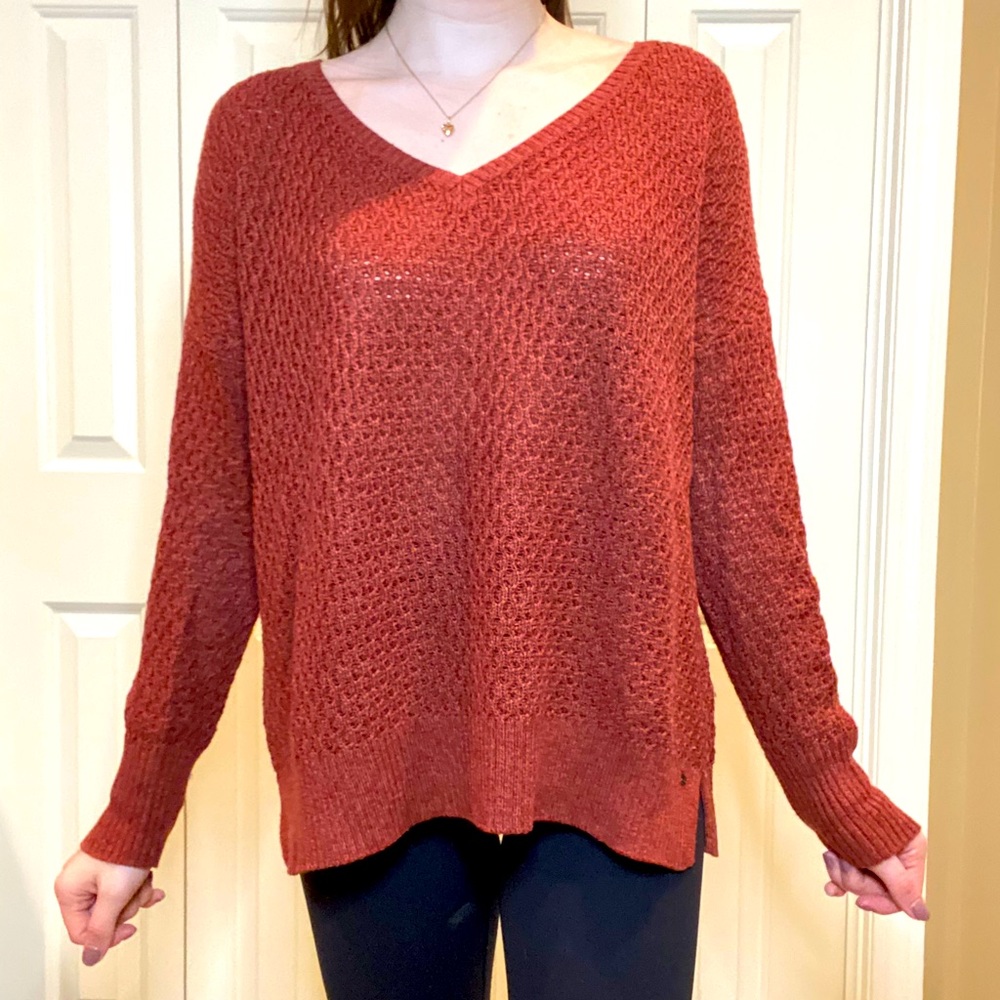 Oversized red knit sweater